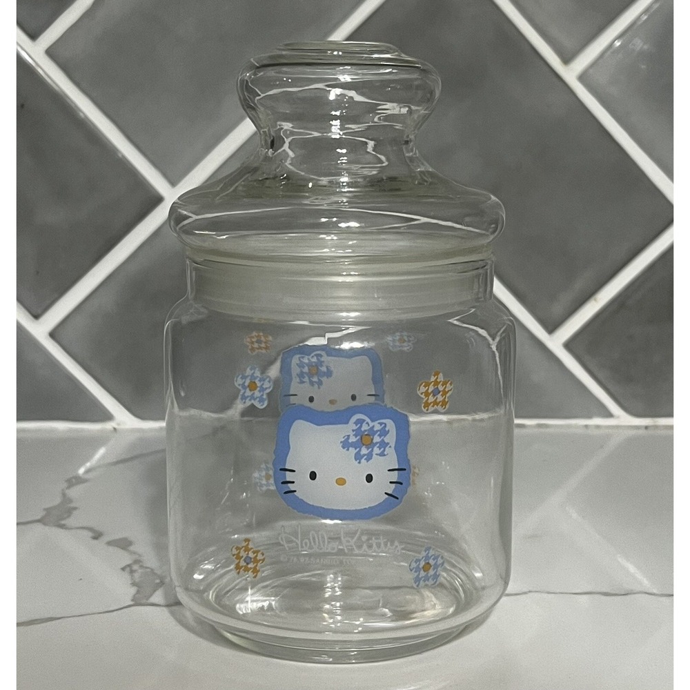 Blue HELLO KITTY Vintage 1997 SANRIO Canister/Candy Jar Lid